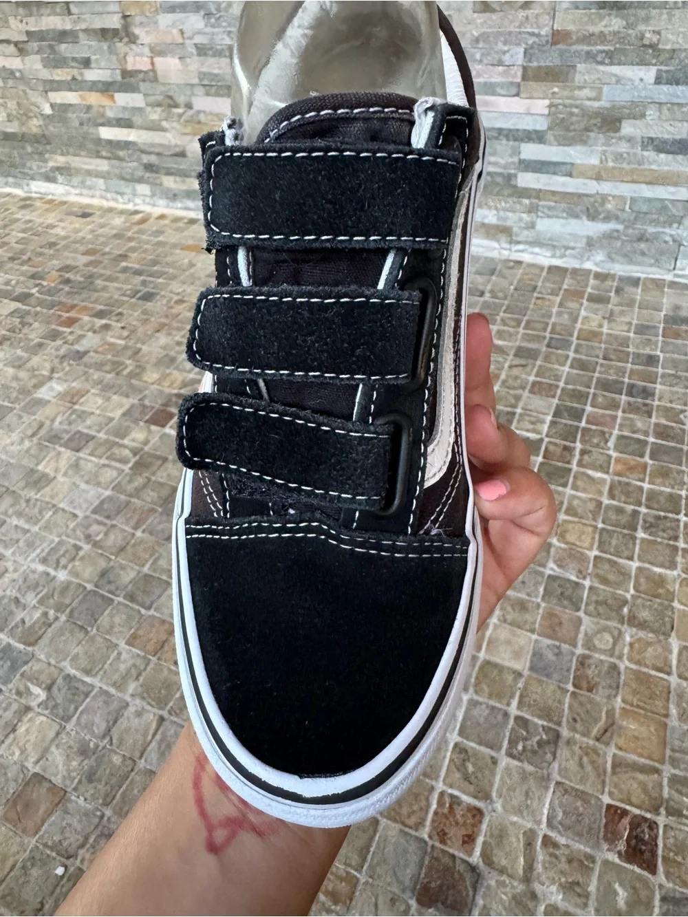 Vans Old Skool Velcro Sneakers in Black and White